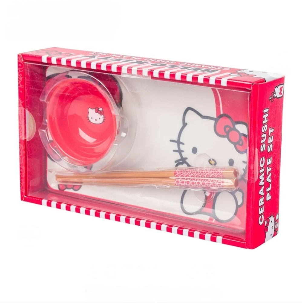 Hello Kitty Ceramic Sushi Plate Set NWT